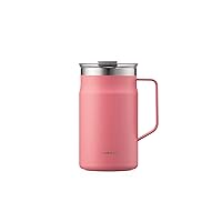 LocknLock Metro Mug Premium 18/8 Stainless Steel Double Wall Insulated with Handle Perfect for table with Lid, Peach Red, 20 oz