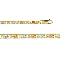 DECADENCE Solid 14K Gold Tricolor 2mm-8mm Diamond Cut Star Italian or Heart Italian Love Chain Necklace