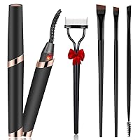 Heated Eyelash Curler, Electric Eyelash Curlers, Rechargeable Lash Curler with Eyelash Comb for Makeup Natural Curling Eye Lashes and 24 Hours Long Lasting - Black 2022 Updated Model