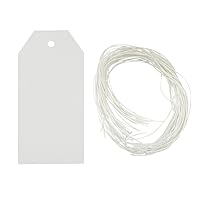 Wrapables 50 Gift Tags/Kraft Hang Tags with Free Cut Strings for Gifts, Crafts & Price Tags - White Original Tag