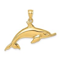 14k Gold Swimming Dolphin High Polish/Charm Pendant Necklace Jewelry for Women