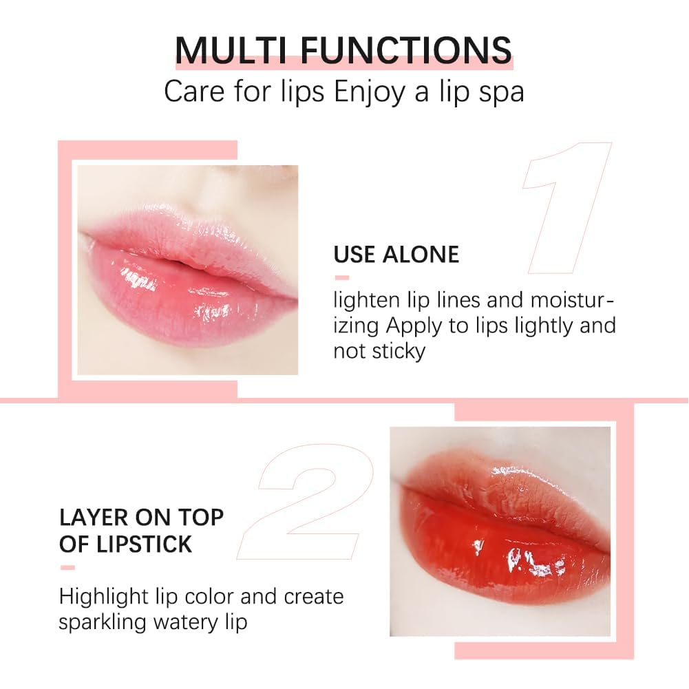 Hydrating Lip Glow Oil, Moisturizing Lip Glow Oil, Lip Plumper Gloss, Transparent Lip Gloss, Lip Oil, Plumping Lip Oil, Lip Balm, Tinted Lip Balm Lip Care (2PCS Rosewood)