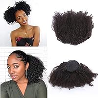 Anrosa Kinky Curly Ponytail 4C Afro Ponytail for Natural Hair Curly Ponytail Hair Piece Kinkys Curly Drawstring Ponytail Afro Kinky Coily Ponytail Clip in Ponytail Extension for Black Women 20Inch