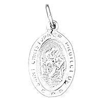 18K White Gold Saint Christopher Coin Pendant, Made in USA