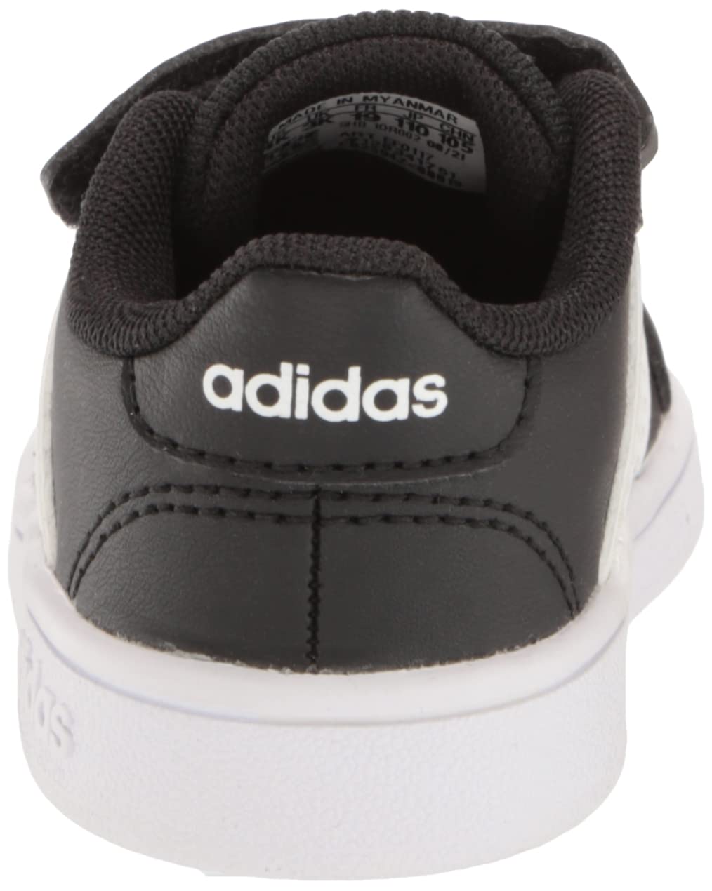 adidas unisex baby Grand Court Tennis Shoe, Black/White/White, 7.5 Toddler US