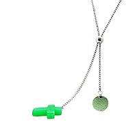Natural Crystal Cross Diffuser Lava Beaded Mid Length Titanium Steel Y-Necklace