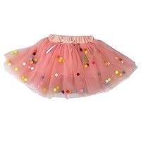 Baby Girls Tutu Dress Multi-Layer Tulle with Pompom Balls Dress for Toddler Girls
