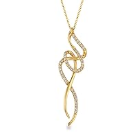 0.33 CT Round Cut Created Diamond Intertwined Pendant Necklace 14k Yellow Gold Over