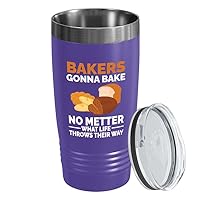 Baker Purple Tumbler 20oz - Bakers Gonna Bake - Cookie Baking Stuff Gift for Cooks Kitchen Gifts for Women Cooking Gifts Bakers