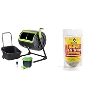 Two Stage 65 gal Compost Tumbler with Large Double Doors and Open Frame & Green Pig Compost Accelerator Converts Yard Waste to Fertile Humus in 30 Days and Helps Control Odors