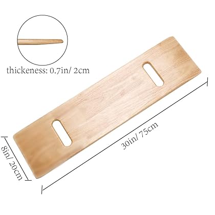 Transfer Board with Handles, Wooden Patient Slide Assist Device, Heavy Duty Slide Boards for Transfers of Seniors and Handicap, 500lb, 30 x 8 x 0.7
