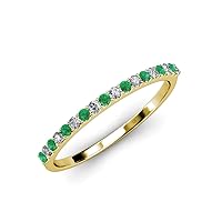 Round Emerald Lab Grown Diamond 1/4 ctw 18 Stone Women Wedding Band Stackable 14K Gold