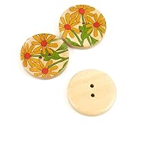 Price per 5 Pieces Sewing Sew On Buttons AD1 Sunflowers Depression for Clothes in Bulk Wood Wooden Clothing