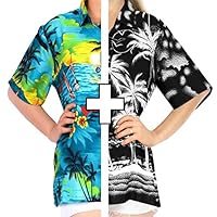 LA LEELA Women's Plus Size Summer Casual Hawaiian Shirt Button Down L Work from Home Clothes Women Blouse Pack of 2