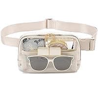 Clear Fanny Pack Stadium Approved, Waterproof Fanny Pack Transparent Bag With Adjustable Strap For Travel Festivals Sports Party Beige