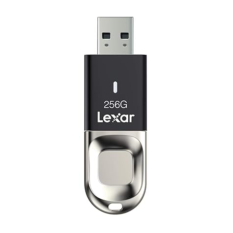 Lexar JumpDrive Fingerprint F35 256GB USB 3.0 Flash Drive, Black/Silver (LJDF35-256BBKNA)