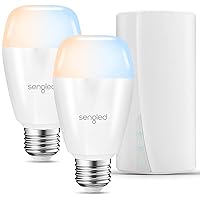 Smart LED Tunable White A19 Starter Kit, 60W Equivalent, 2 Smart Light Bulbs & Hub, Soft White to Daylight 2700-6500K, Works with Alexa, Google Assistant and Siri