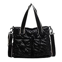 Puffy Tote Bag for Women Quilted Puffer Handbag Lightweight Winter Down Cotton Padded Shoulder Bag Down Padding