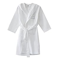 KISBINI 100% Cotton Long Hooded Robes Waffle Knit Bathrobe for Kids Children
