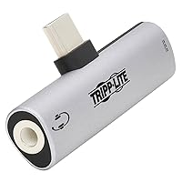 Tripp Lite USB-C to 3.5 mm Headphone Jack Adapter for Hi-Res Stereo Audio, 60W PD 3.0 and 18W QC 2.0 Charging - Android, Windows, macOS, Linux, and Chrome Compatible, 3-Year Warranty (U437-001-C-V2)