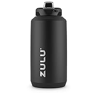 ZULU Goals 64oz Water Bottle Half Gallon Stainless Steel Jug with Straw, Leak Proof Lid and Handle, Vacuum Insulated Double Walled Reusable Metal Jug Perfect for Gym, Home, and Sports, Black