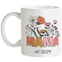 Mama Mug, Mom Est 2024, Mother's Day Coffee Mug Gift for New Mom, Baby Shower Gifts, Pregnancy Gift For Women Coworker 11oz
