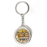 Vietnam Hanoi Keychain Car Keys Decoration Accessories Double Sided Rotating Crystal Key Chain Souvenir Gift