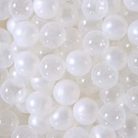 PlayMaty Ball Pool Pit Balls - 2.36inches Phthalate&BPA Free Plastic Ocean Pearl White and Transparent Balls for Kids Toddlers and Babys for Playhouse Play Tent Playpen Party Decoration Pack of 70