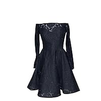 Sexy Black A line Short Homecoming Prom Dresses Off The Shoulder with Long Illusion Sleeves Lace 2024