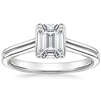 Mois Excellent Emerald Brilliant Cut 2.16 Carat, Moissanite Diamond Promise Ring, 4-Prong Set, Eternity Sterling Silver Ring, Valentine's Day Jewelry Gift, Customized Ring for Her