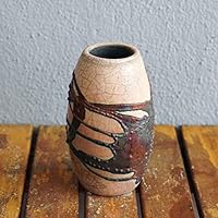 Tsuri 6 inch Handmade Ceramic Raku Vase - Pottery Gifts for Her, Boho, Gift Box, Gift for Mom, Bridesmaid Wedding Gift, Home Décor - HC