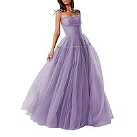 Spaghetti Straps Prom Dresses for Women Puffy Tulle Long Evening Party Dress A-Line Bridesmaid Dress Formal Gown