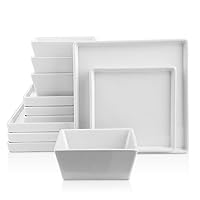 Grace Square Stoneware Dinnerware Set, 12 Piece Service For 4, White
