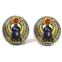 Egyptian Scarab Earring, Ancient Egypt Jewelry,Vintage Charm Glass Photo Jewelry