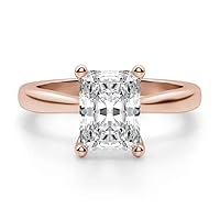 10K Solid Rose Gold Handmade Engagement Ring 1.00 CT Radiant Cut Moissanite Diamond Solitaire Wedding/Bridal Rings for Woman/Her Promise Ring