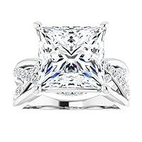 18K Gold 5 CT Princess Cut VVS1 Colorless Moissanite Wedding Ring for Women Bridal Set Handmade Engagement Ring for Anniversary Promise Gifts