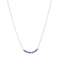 14 inch Long Solid 925 Sterling Silver Chain with 2-2.5 mm rondelle Faceted Amethyst Beads Gold Plated Chain Necklace for Women, Girls & Teens.