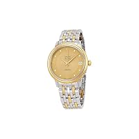 Omega DeVille Prestige Automatic Champagne Diamond Dial Ladies Watch