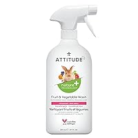 ATTITUDE Fruit and Vegetable Wash, Removes Wax, Dirt and Impurities, Plant- and Mineral-Based, Vegan, Unscented, 27.1 Fl Oz