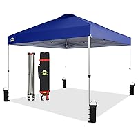 CROWN SHADES 10x10 Pop Up Canopy, Patented Center Lock One Push Instant Popup Outdoor Canopy Tent, Newly Designed Storage Bag, 8 Stakes, 4 Ropes, Navy Blue