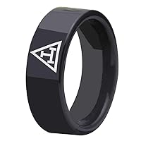8mm Black Pipe Tungsten Carbide Wedding Ring Masonic Royal Arch Symbol Design Rings-Free Customize Engraving