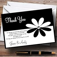 Black & White Flower Personalized Wedding Thank You Cards