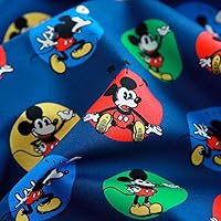 Disney Cotton Fabric Character Fabric by The Yard 110cm Wide SG Neo Wappen Mickey (Blue)