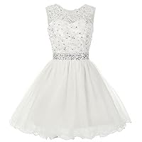 ZHengquan Women's Sleeveless Tulle Applique Beading Cocktail Dress Backless Homecoming Dresses