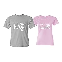 King Queen Couple T-Shirt - King and Queen Matching Couples Shirts (Comes with 1 Shirt)