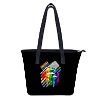 95Lesbian Rainbow Lips Pride Women's Fashion Tote Handbags Leather Shoulder Bag Purse