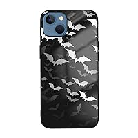 Halloween Flying Bats Printed Case for iPhone 13 Mini Case, Tempered Glass Shockproof Phone Case Cover for iPhone 13 Mini 5.4 Inch, Not Yellowing
