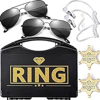 Ring Wedding Bearer Security:Ring Wedding Security Set Ring Box Bearer + Glasses + Earpiece + Badge Ring Gifts Bearer