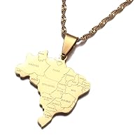 Brazil Map With City Name Pendant Necklaces Brasil Maps Jewelry Gifts