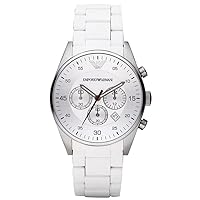 Emporio Armani Men's AR5859 Sport White Silicone Silver Chronograph Dial Watch